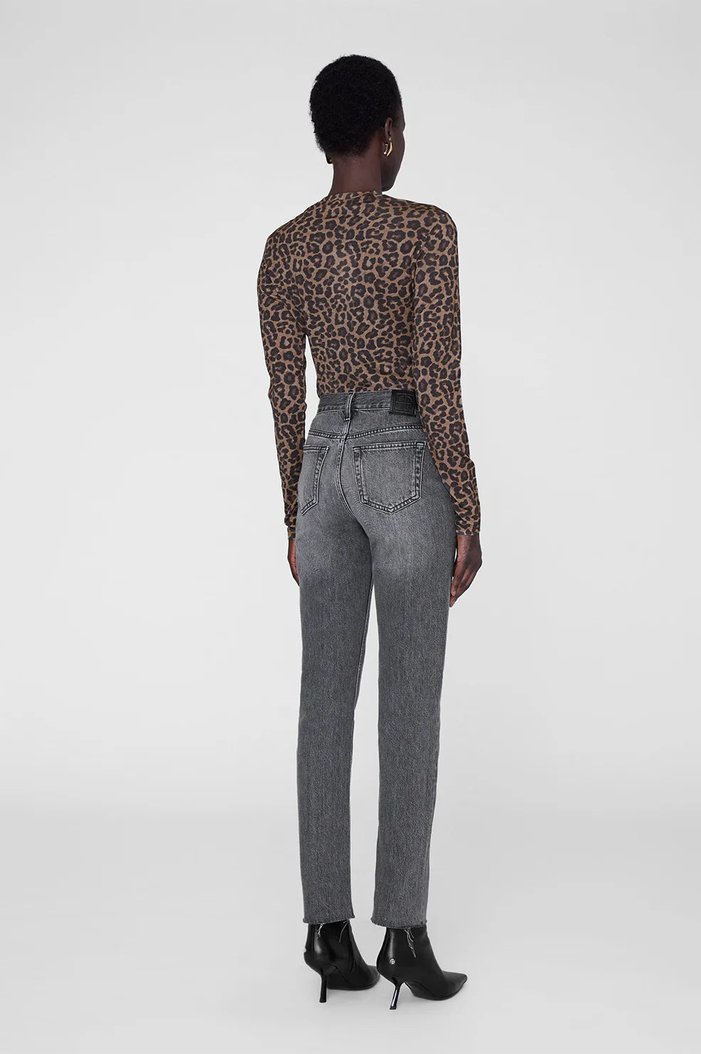 Sylvie Long Sleeve Tee in Black and Brown Leopard