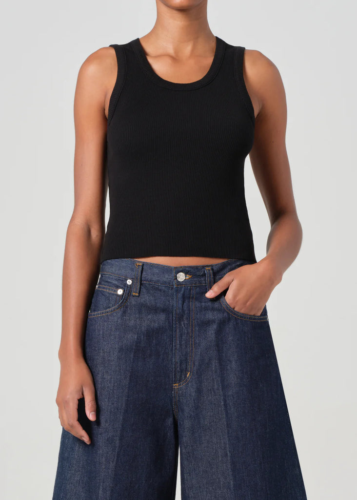 Shrunken Poppy Tank in Black