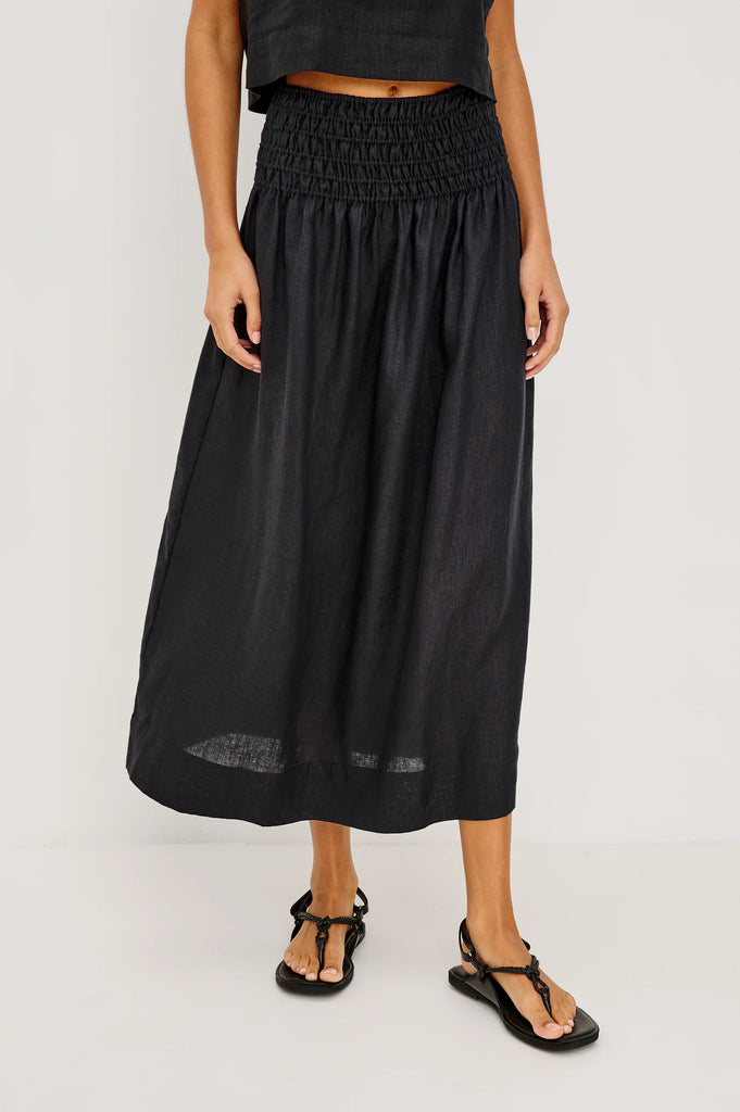 Alessa Skirt in Black Linen