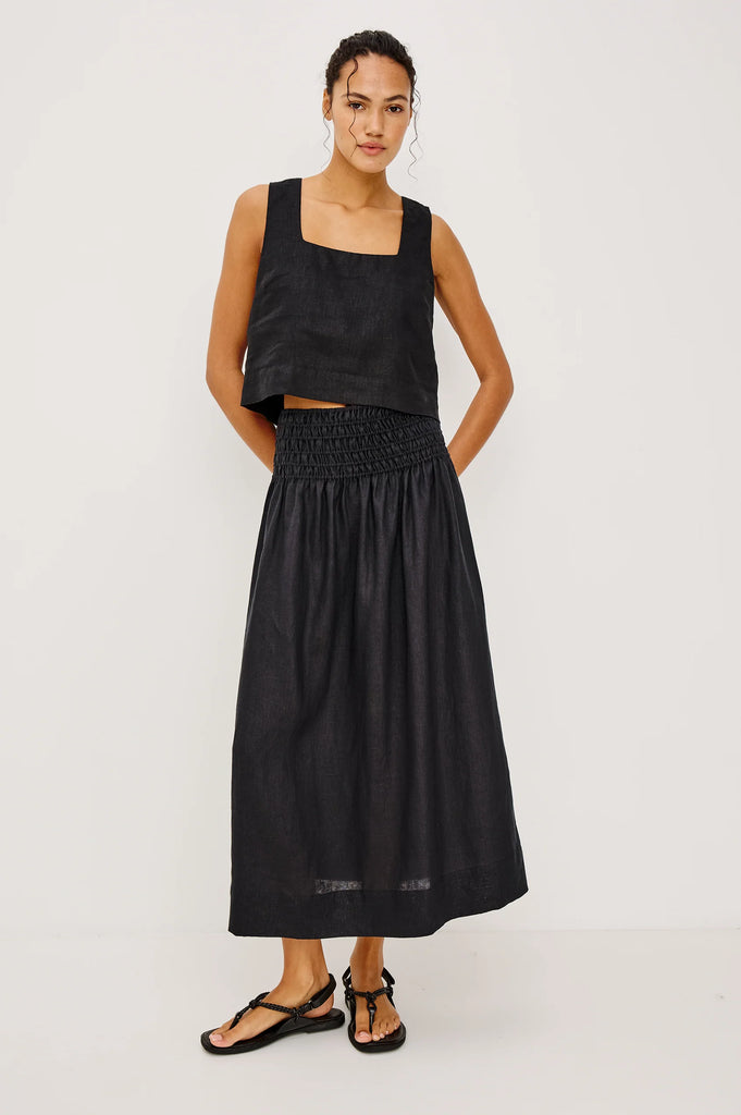 Alessa Skirt in Black Linen