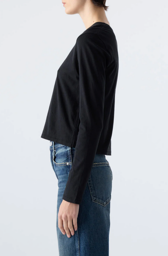 Linen L/S Babe Tee in Black