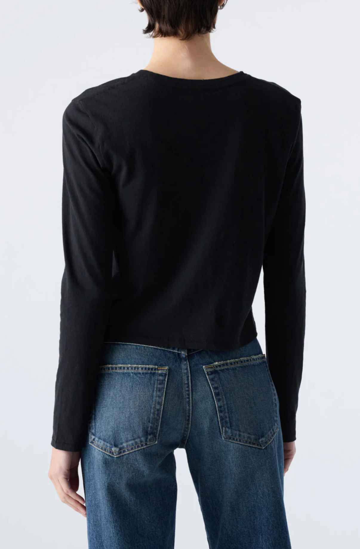 Linen L/S Babe Tee in Black