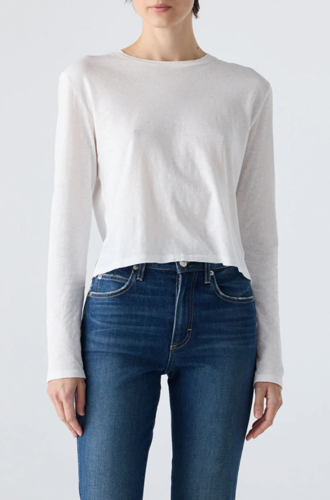 Linen L/S Babe Tee in White