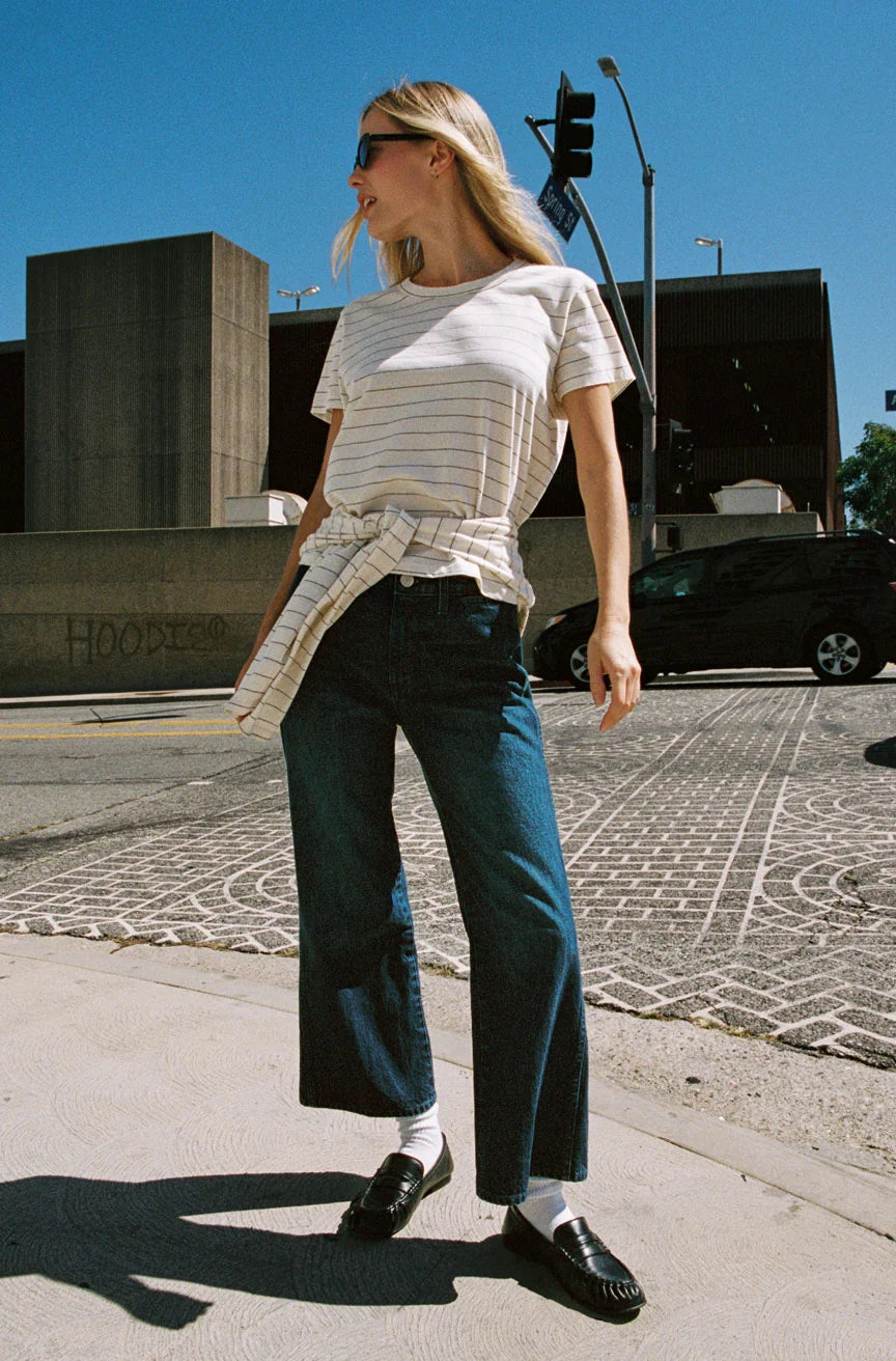 Lovey Tee in Bone/Grey Stripe