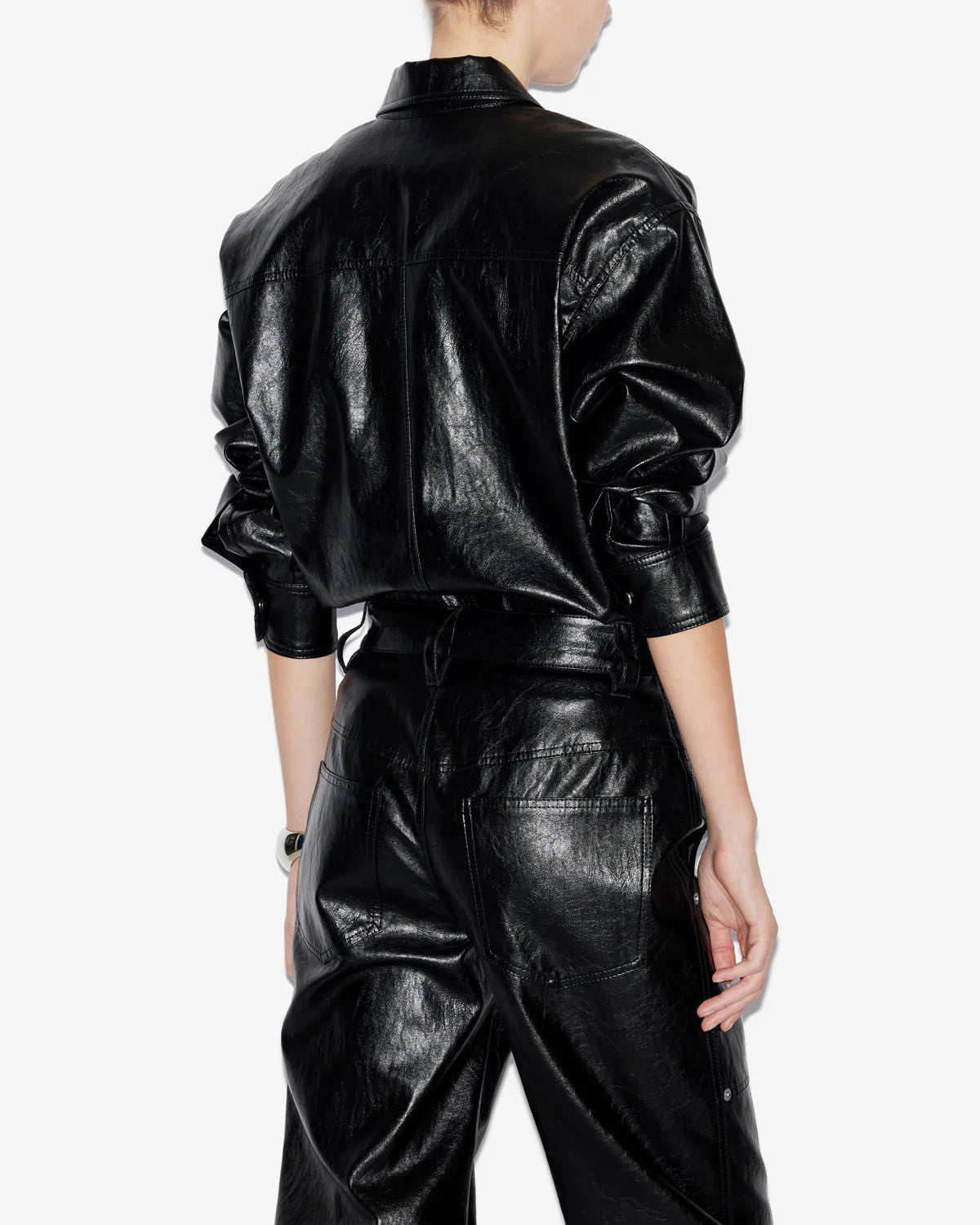 Abelia Leather Style Shirt in Black