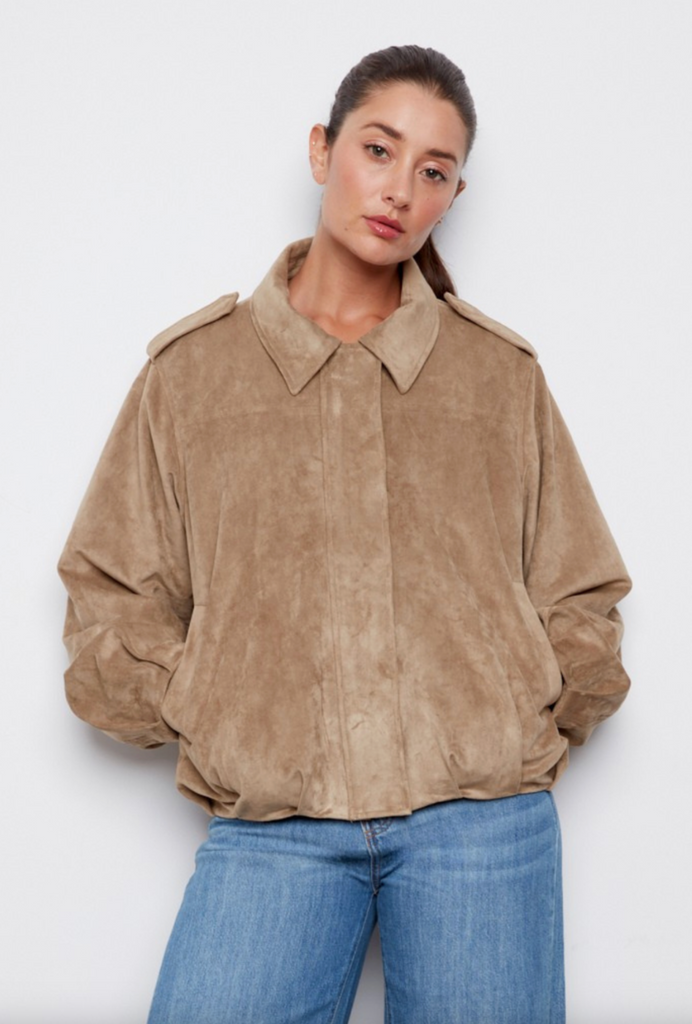 Cassidy Faux Suede Jacket in Moss