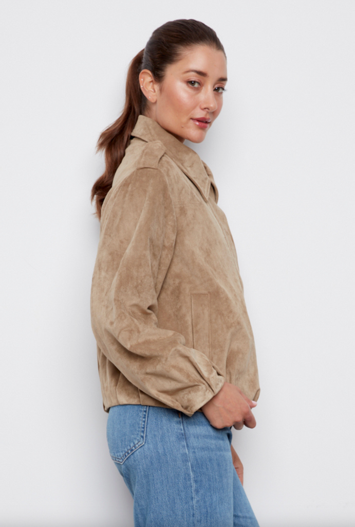 Cassidy Faux Suede Jacket in Moss