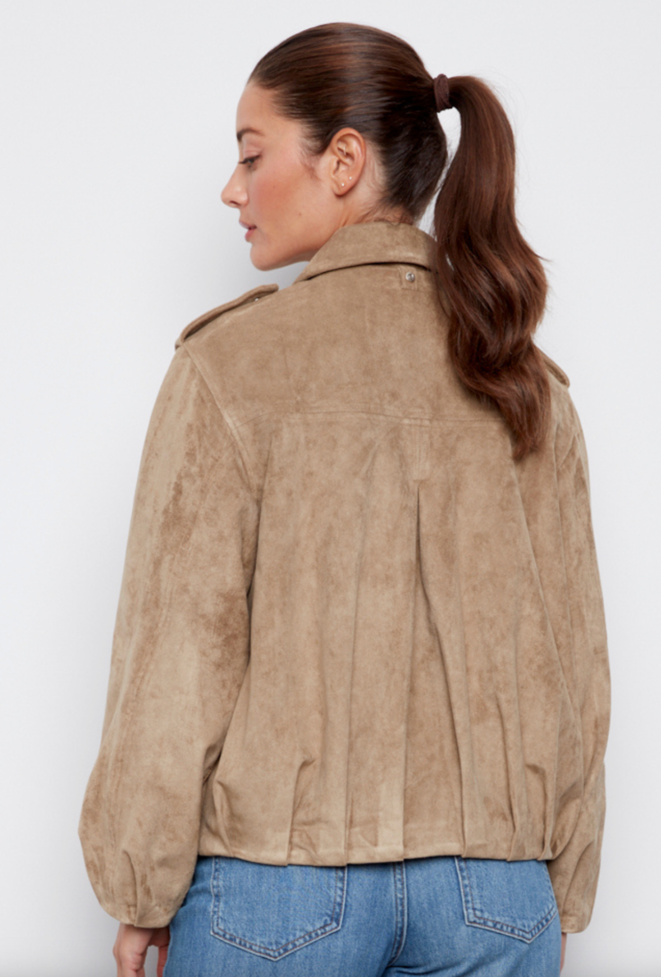 Cassidy Faux Suede Jacket in Moss