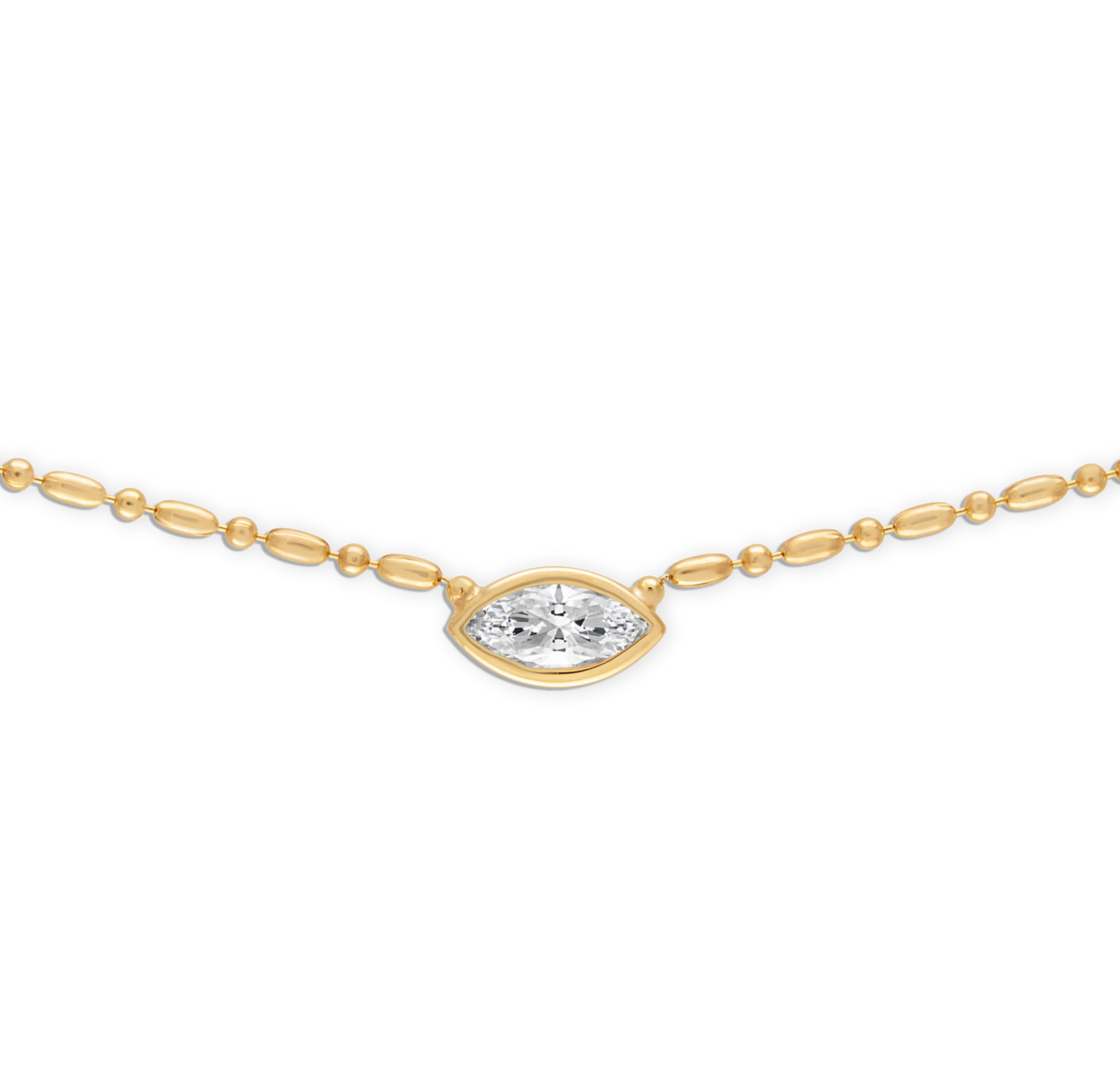 Bezel Marquise Floating Necklace in Gold