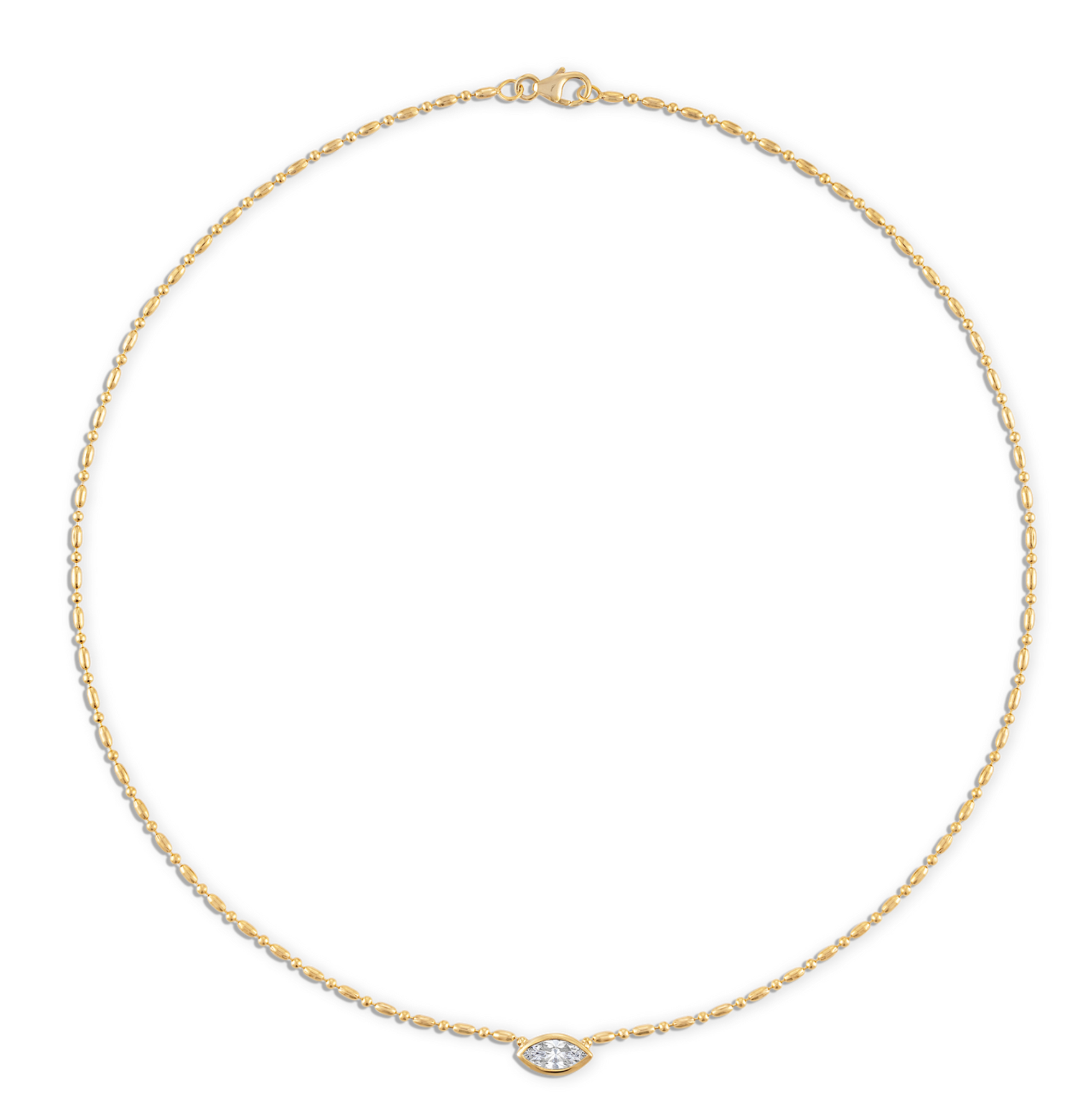Bezel Marquise Floating Necklace in Gold