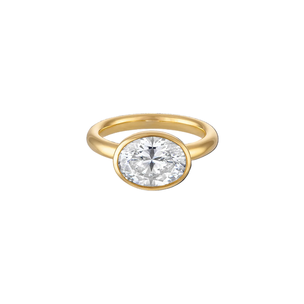 Bezel Oval Pinky Ring in Gold | 3.5"