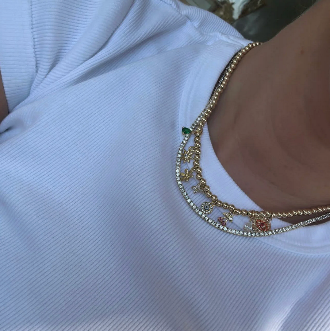Everyday Tennis Necklace in Gold | 16"
