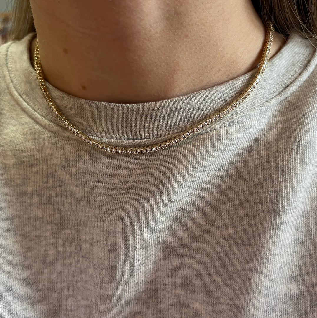 Everyday Tennis Necklace in Gold | 16"