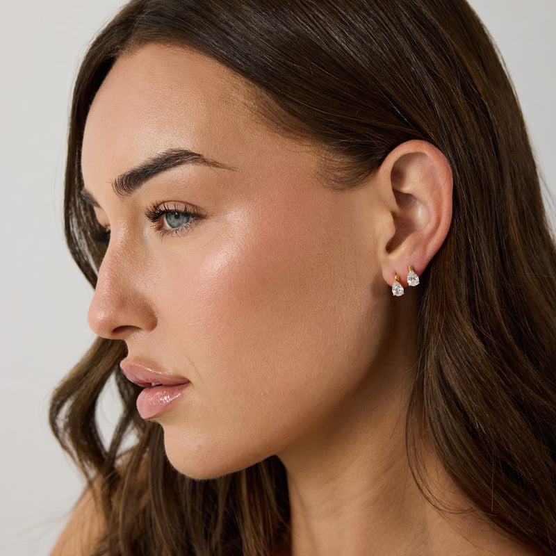 Floating Pear Huggies in Gold