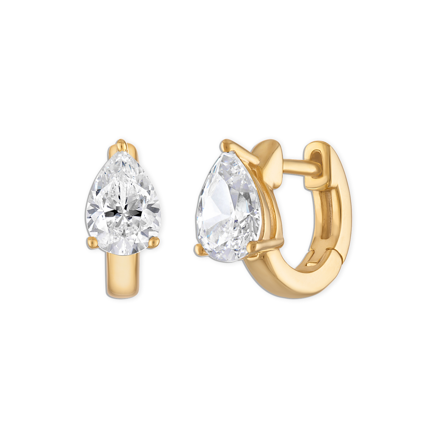 Floating Pear Huggies in Gold