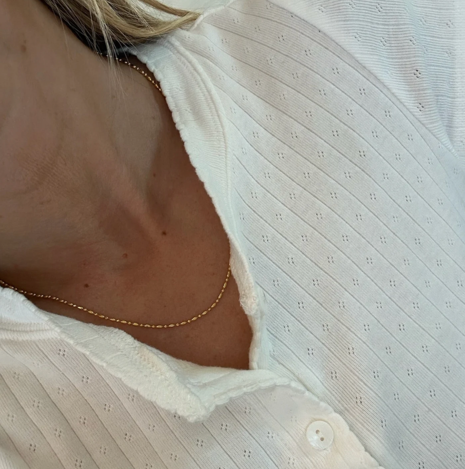 Gold Bar & Ball Chain Necklace | 17.5"