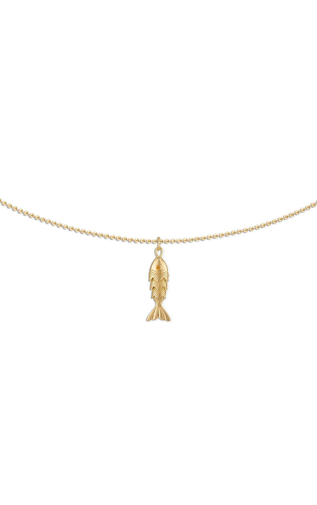 Gold Fish Ball Chain Necklace | 20"