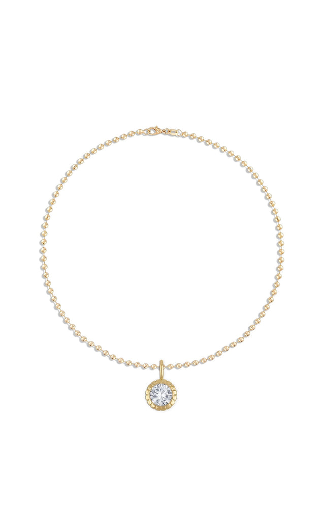 Round Bezel Ball Chain Necklace in Gold | 18"