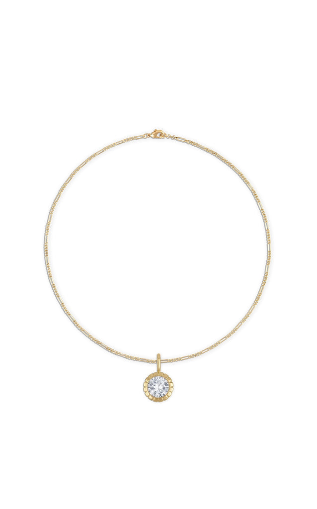 Round Bezel Rolo Chain Necklace in Gold | 18"