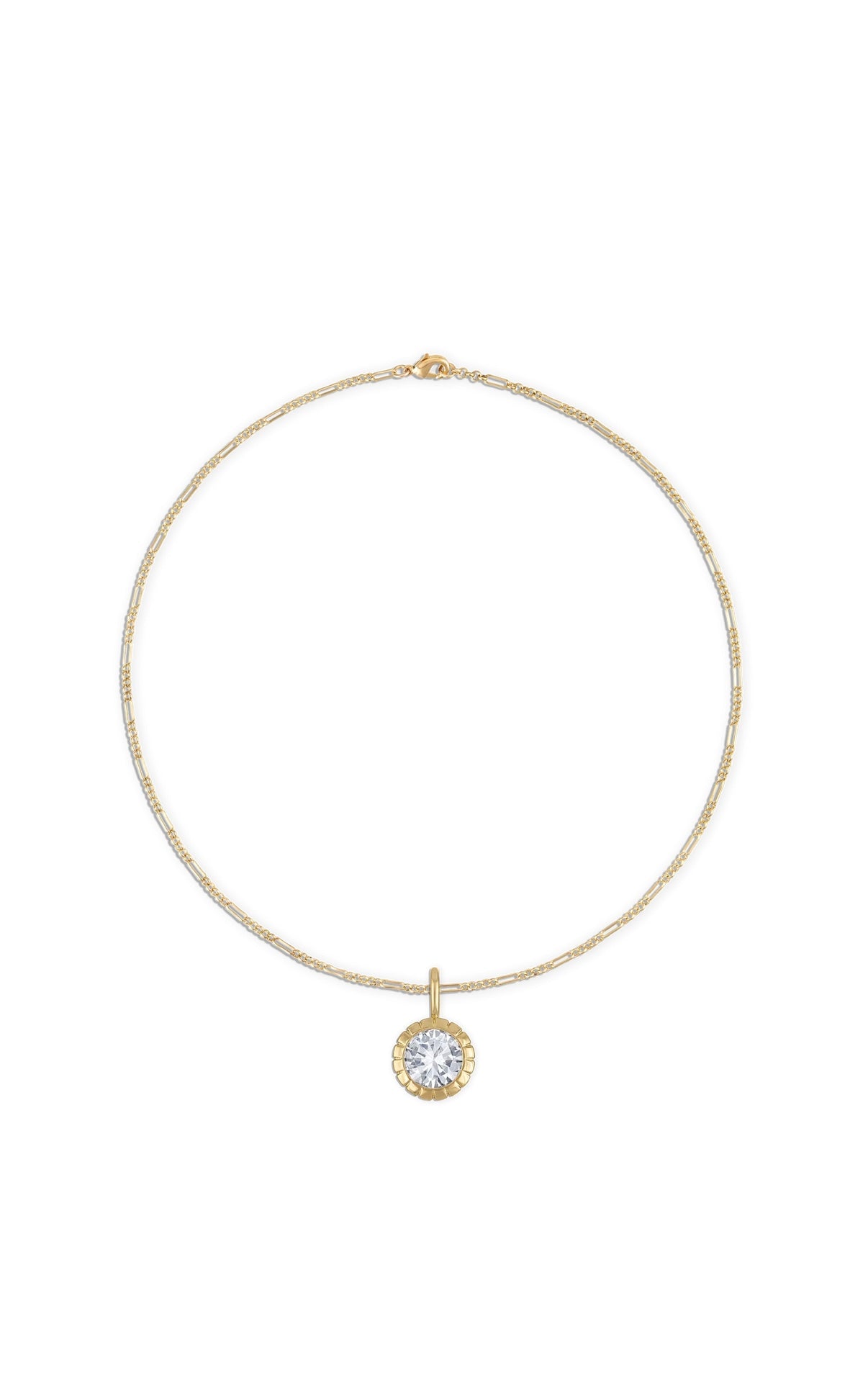 Round Bezel Rolo Chain Necklace in Gold | 18"
