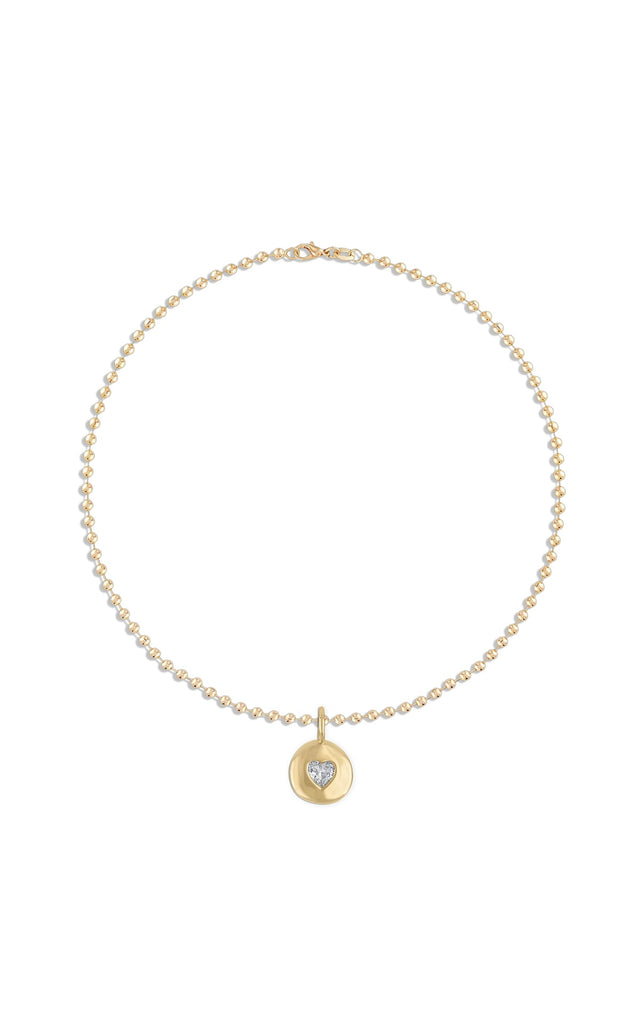 Round Heart Ball Chain Necklace White | 18"