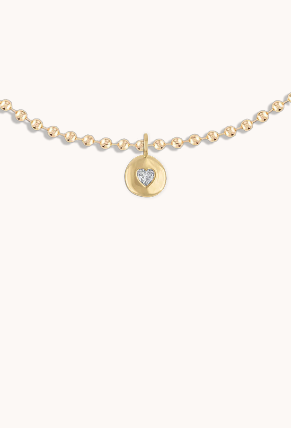 Round Heart Ball Chain Necklace White | 18"