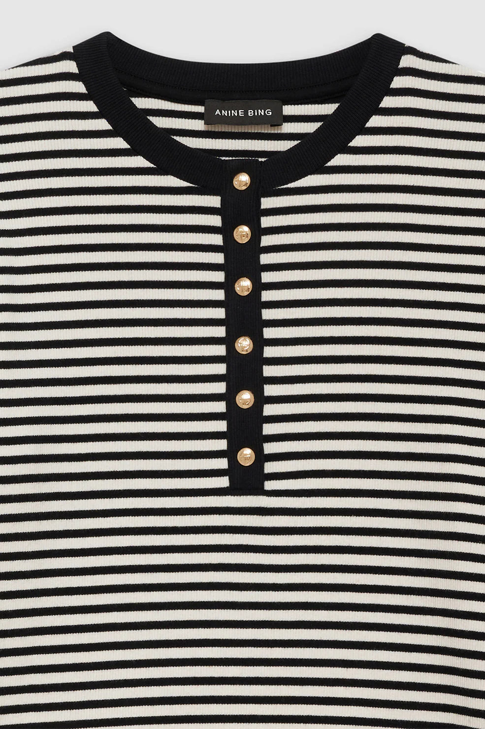 Alessia Long Sleeve Tee in Cream and Black Stripe