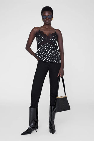 Amelie Camisole in Black and White Double Dot Jacquard