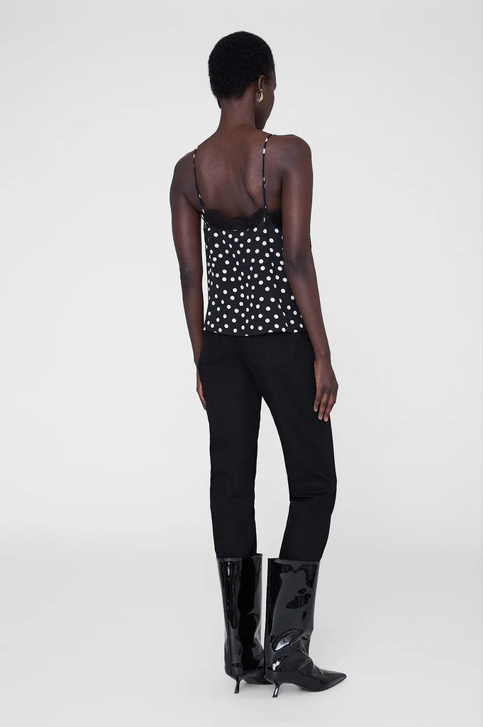 Amelie Camisole in Black and White Double Dot Jacquard