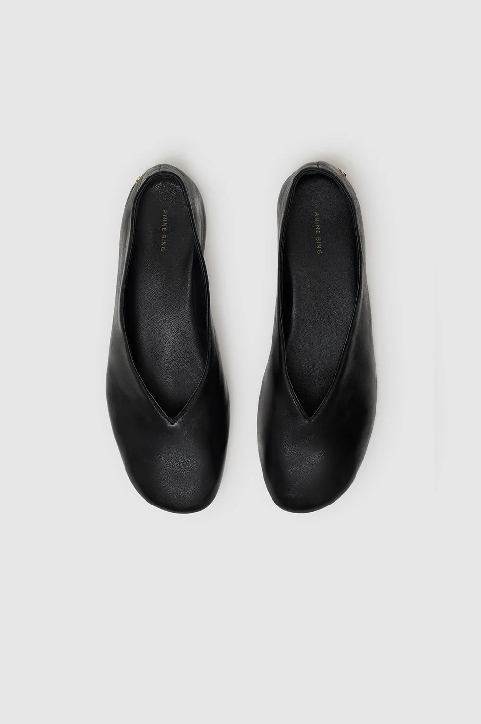 Ana Flats Smooth Leather in Black