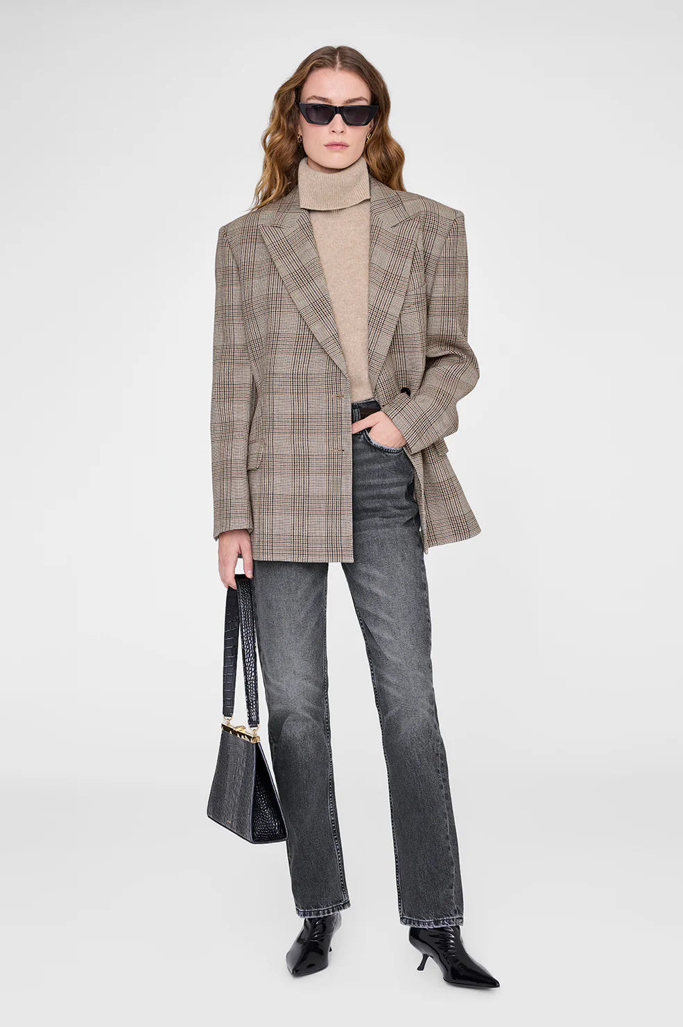 Aretha Blazer in Brown Plaid