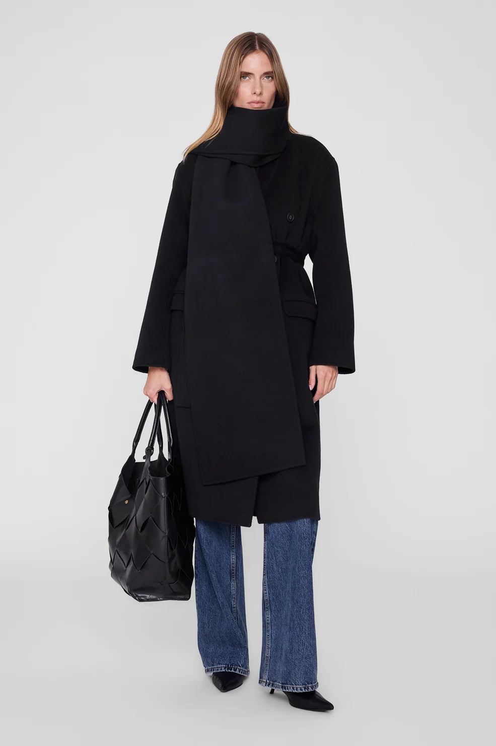 Ava Scarf in Black Cashmere Blend