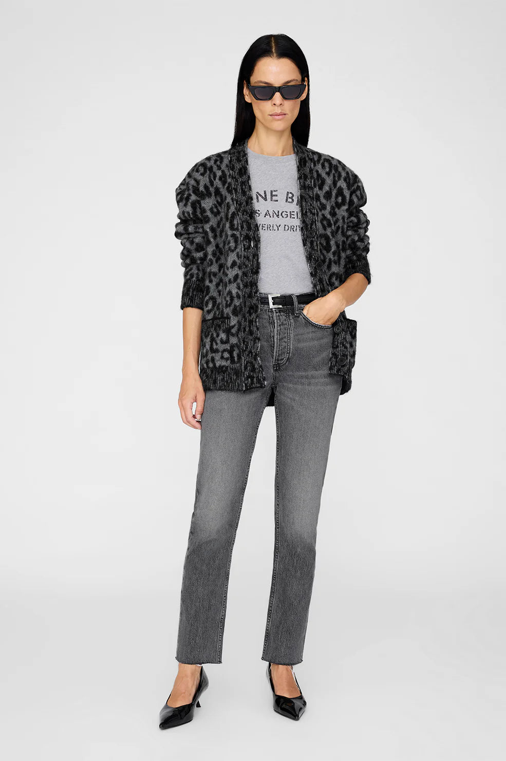 Banks Cardigan in Grey Leopard