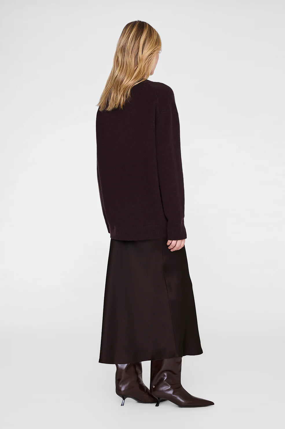 Bar Silk Skirt in Deep Brown