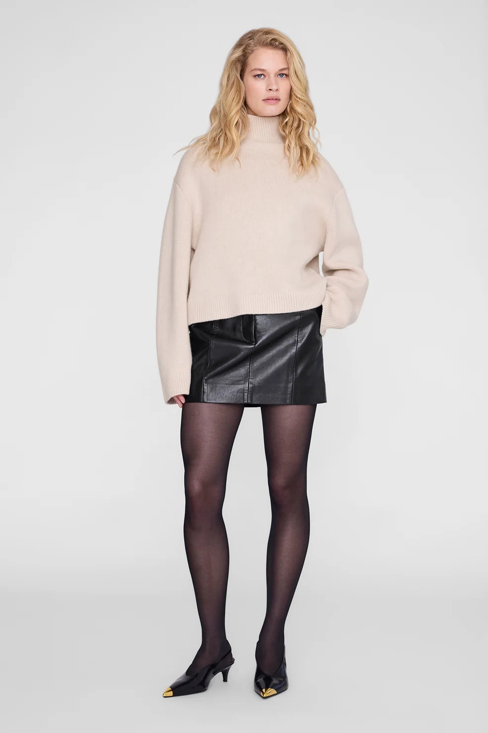 Benedict Mini Skirt in Black Recycled Leather
