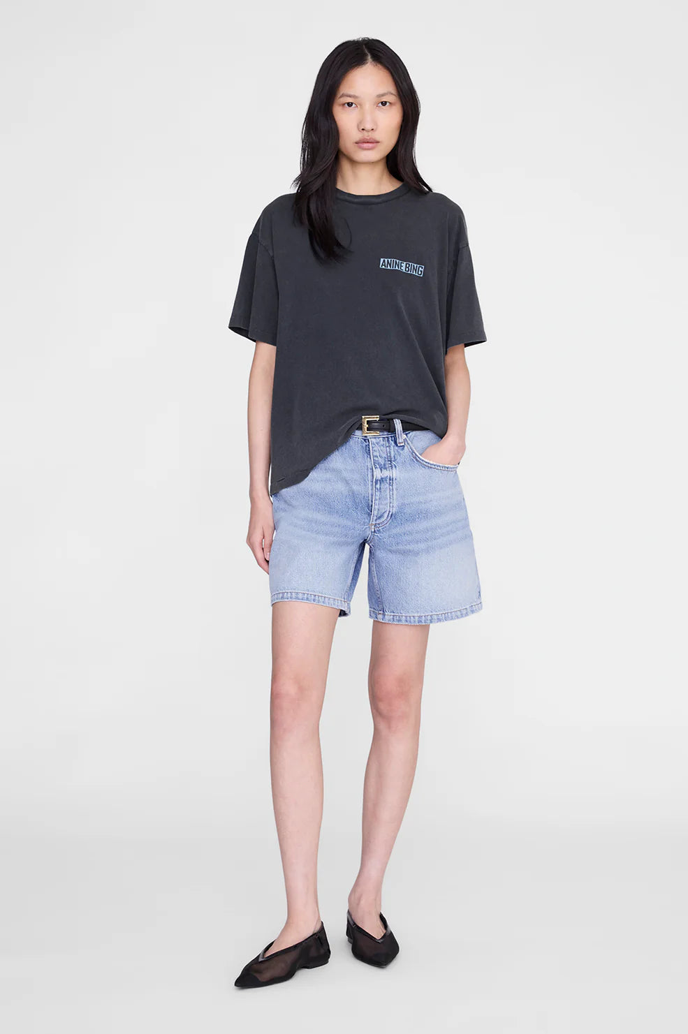 Cade Tee Palm in Washed Black