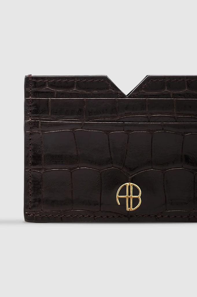 Calli Card Holder Embossed in Dark Brown