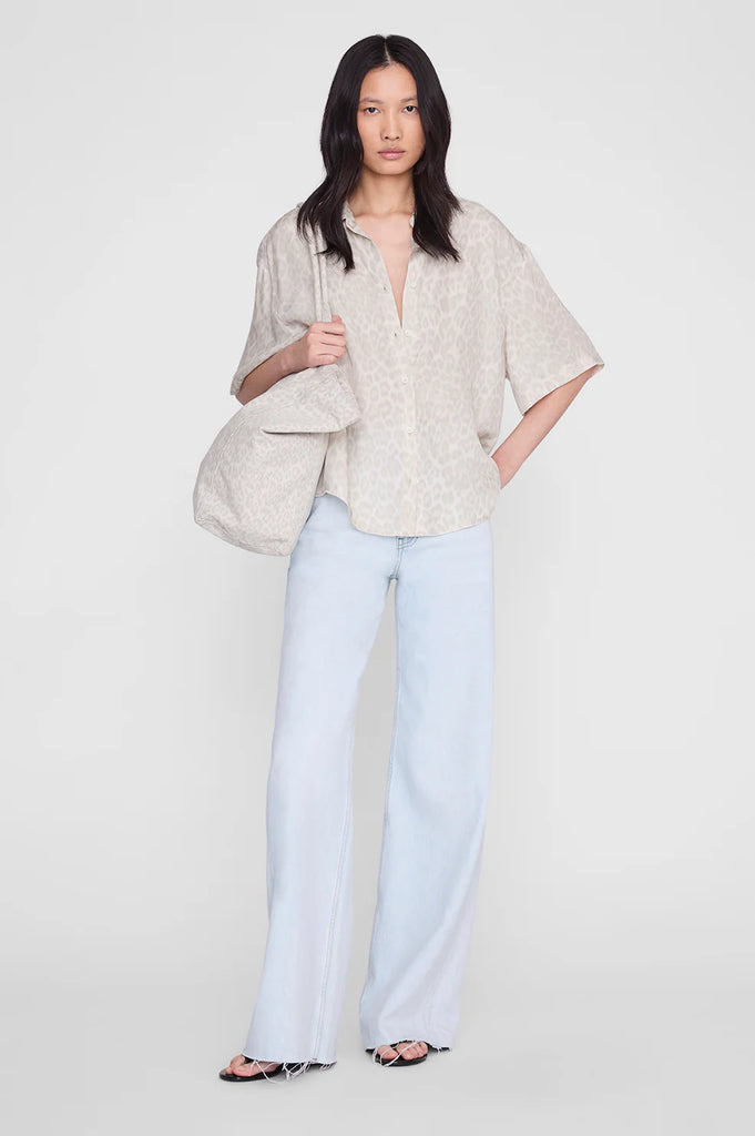 Coco Shirt in Washed White Leopard