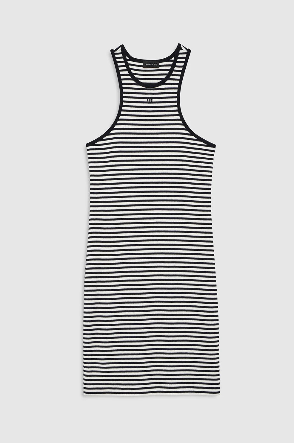 Cole Dress in White and Black Mini Stripe