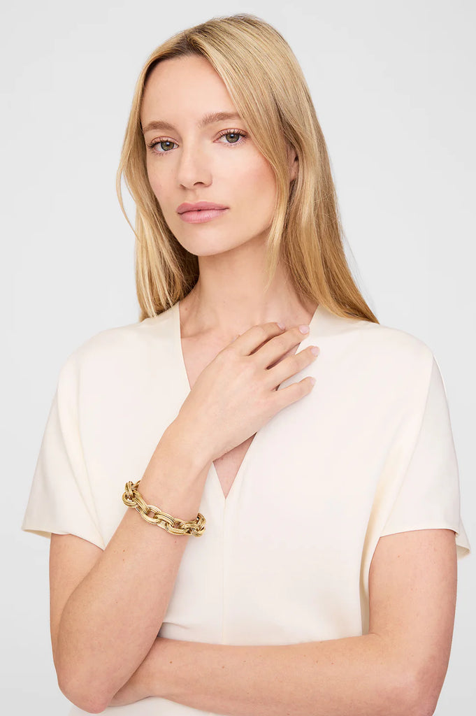Double Link Chain Bracelet in Gold