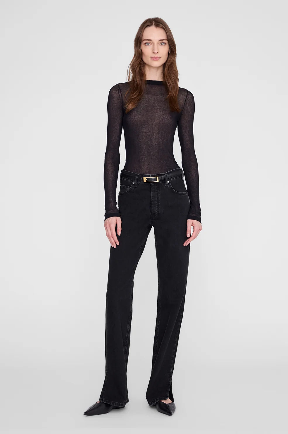 Elly Belt Smooth Leather in Black