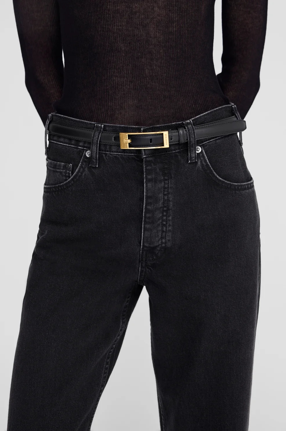 Elly Belt Smooth Leather in Black