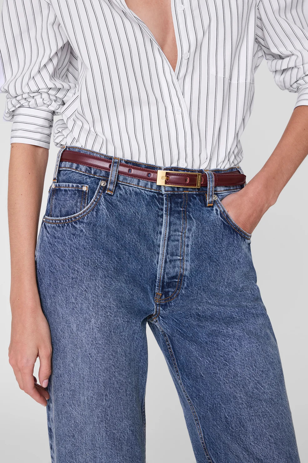 Elly Belt Smooth Leather in Fig