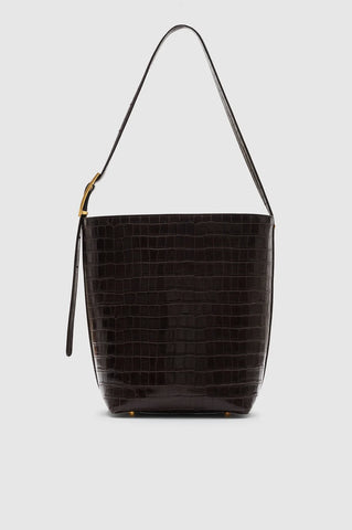 Elly Bucket Bag Embossed in Dark Brown