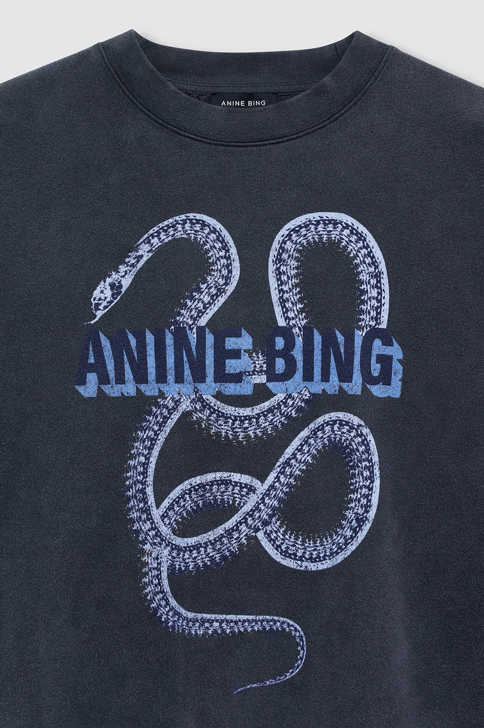 Harvey Crew Sweatshirt Snake in Washed Black
