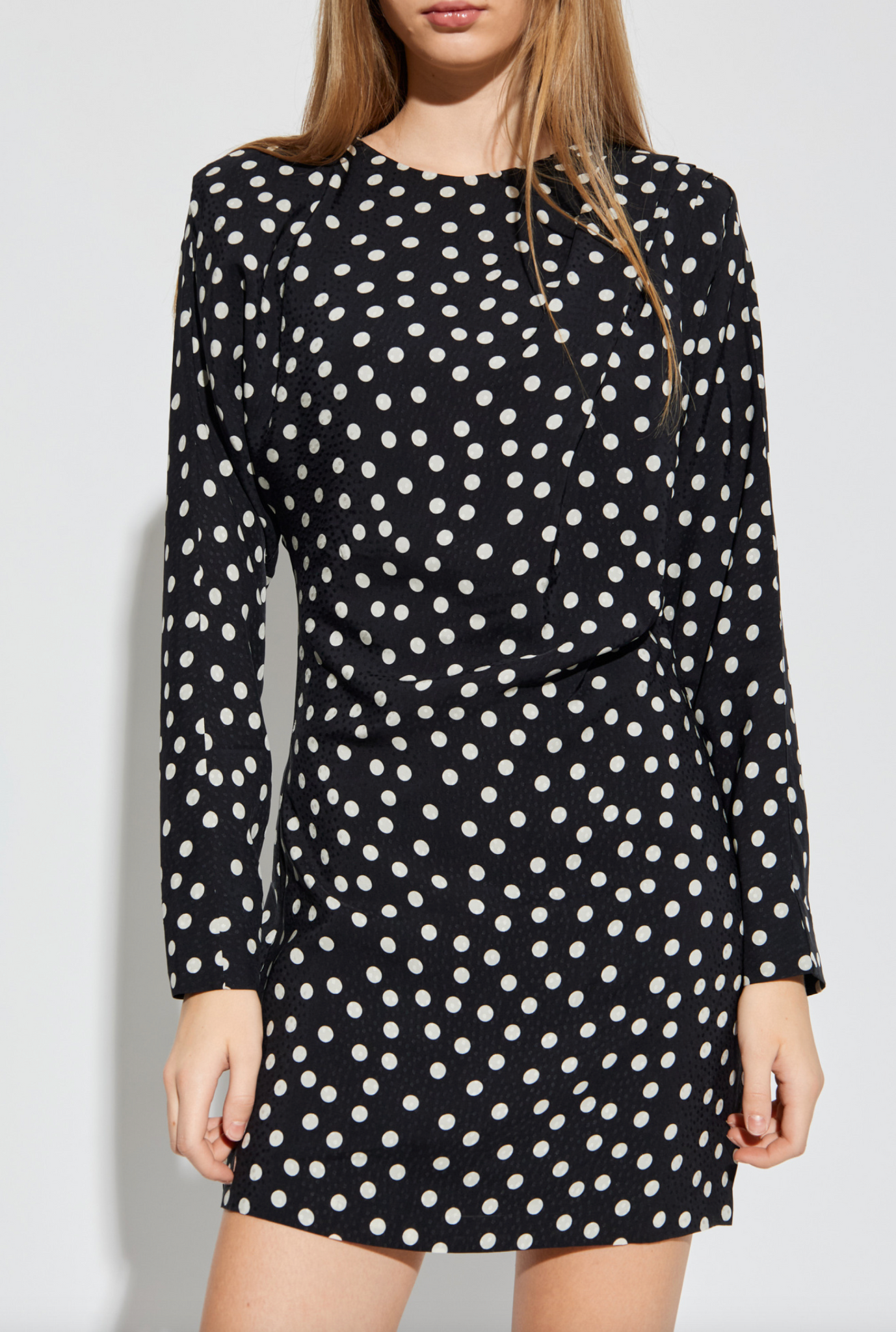 Haven Dress in Black and White Dot Jacquard