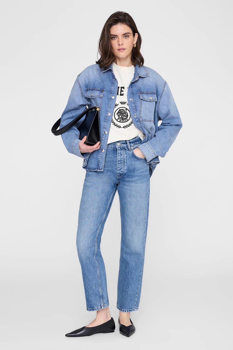 Jaylin Tee Collegiate in Washed Cream