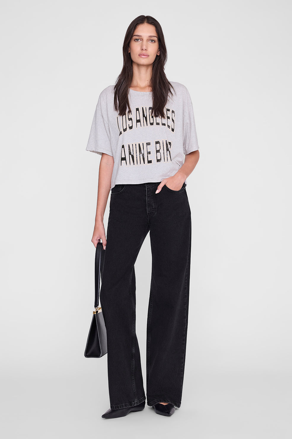 Johnny Cropped Tee in Grey Melange