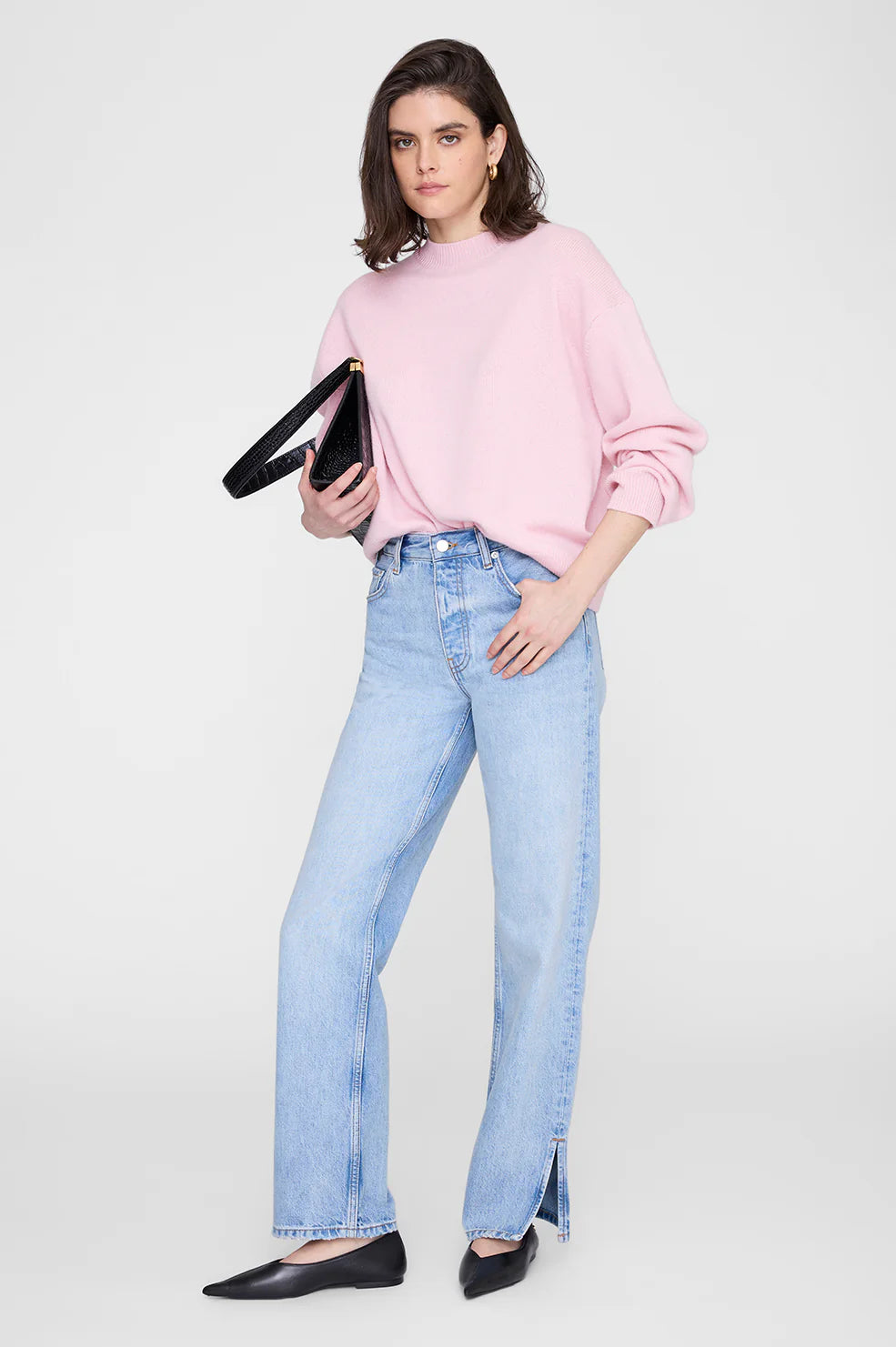 Lee Crew Sweater in Powder Pink