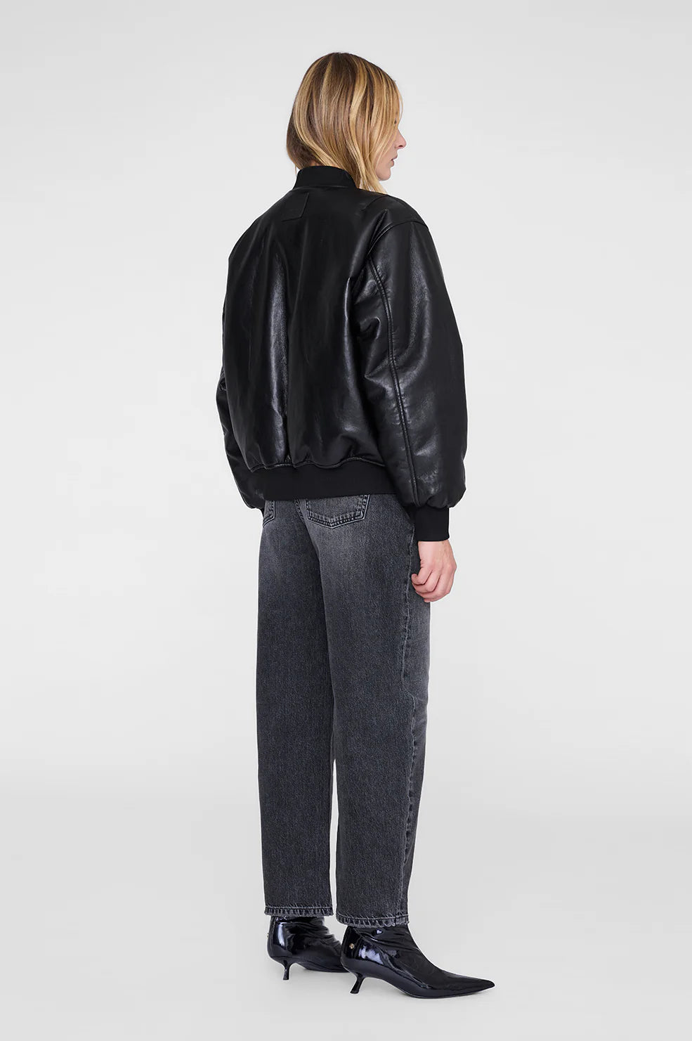 Leon Bomber in Black Recycled Leather